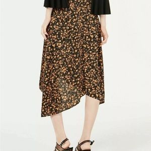 Bar III Ruffled Asymmetrical Maxi Skirt Blck